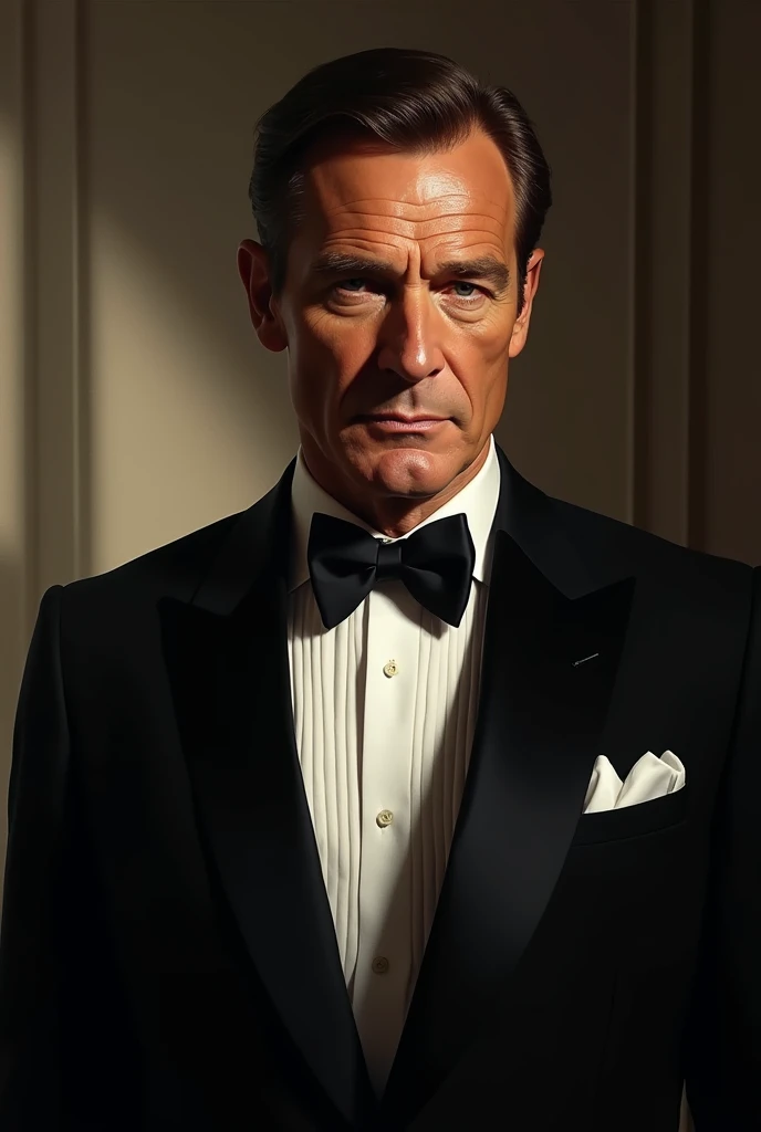 Create Roger Moore as 007, masterpiece, 8k. Sublime Light, rimlight 