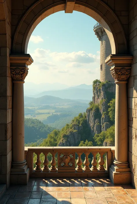 Views from outside a castle balcony without anyone the pure balcony from 