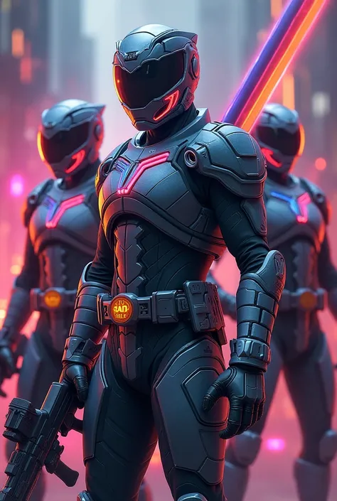 Power rangers wearing a dark  gray with neon light holding a sword on which written you can do this wallpaper,  armor,   ,  holding plasma  energy assault rifle , tactical gear 