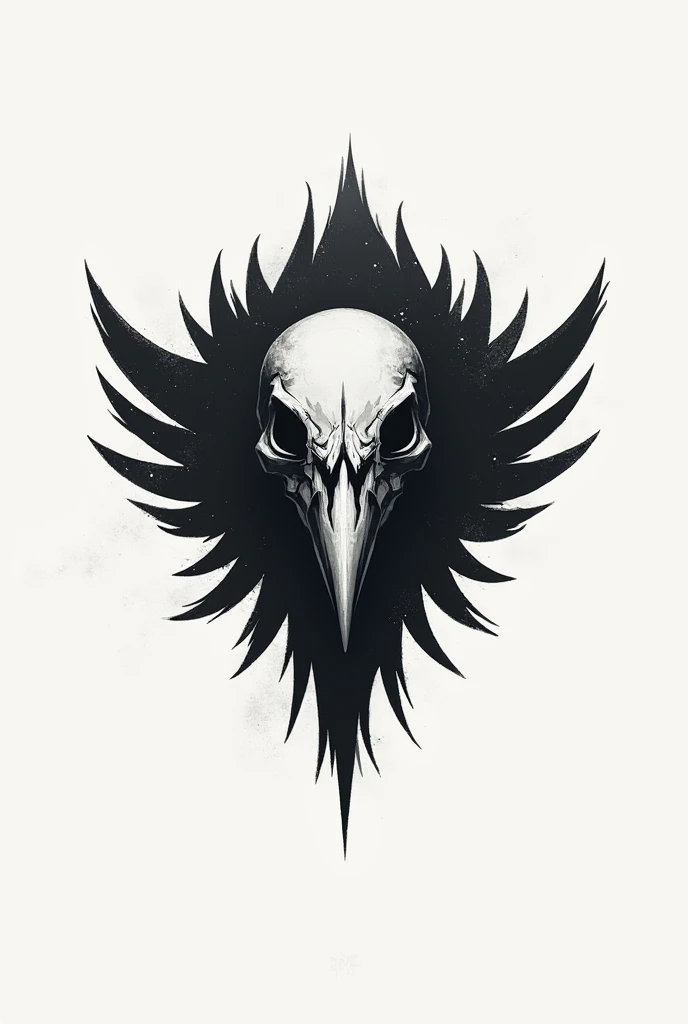 I have a clothing brand called Fleshrot I would like a minimalist logo but also as dark art, something aggressive, the mascot is a raven and I like raven skulls 