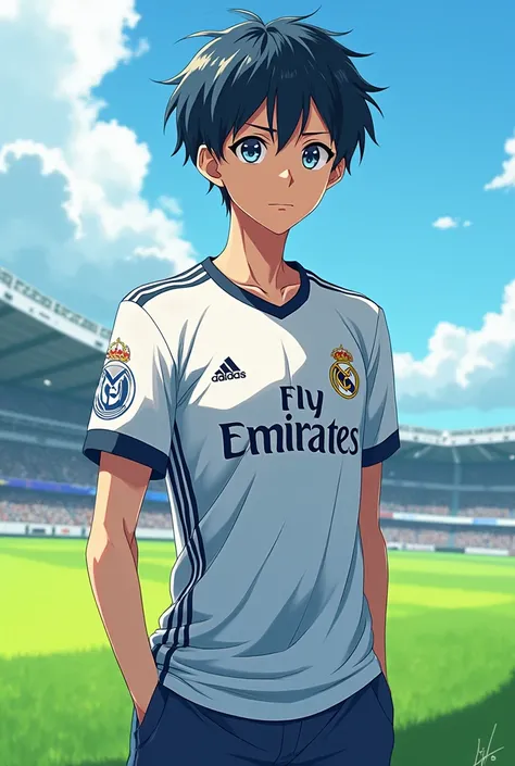 Ao Ashi wearing the Real Madrid jersey 