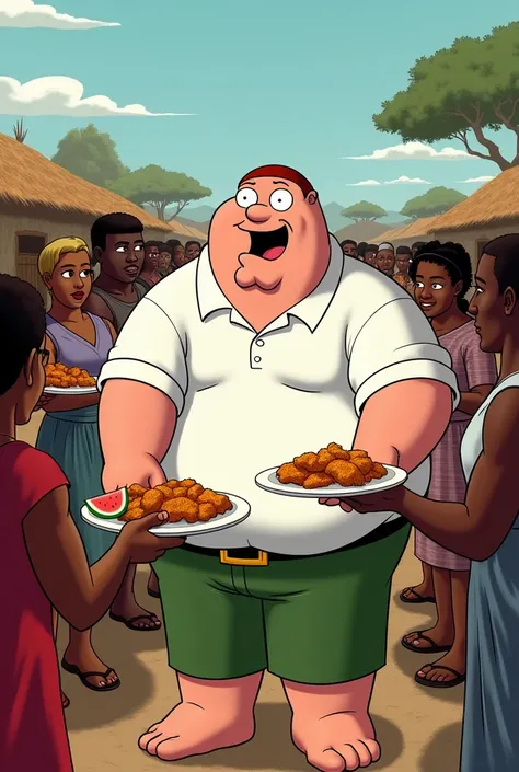 I want peter griffin giving chicken and watermelon to the African s