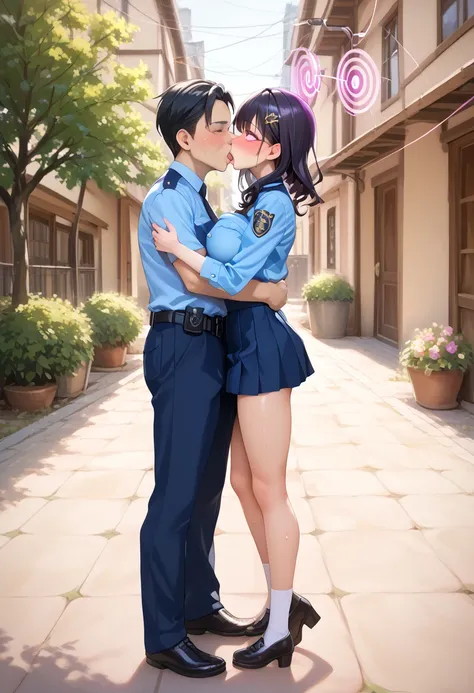    score_9,        score_8_ up,        score_7_ up,        score_6_ up,        score_5_ up,        score_4_ up,  source_Anime, tag1,  tag2, woman 2人,woman, adult,    two girls   ,  manzoku _dou, 2 police officers , hugging and kissing , hypnotism,  brainwa...