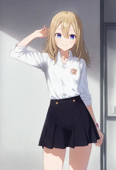 NSFW、Hayasaka Ai、 white shirt 、uniform、 black short skirt 、School、 watch viewers、smile、 open