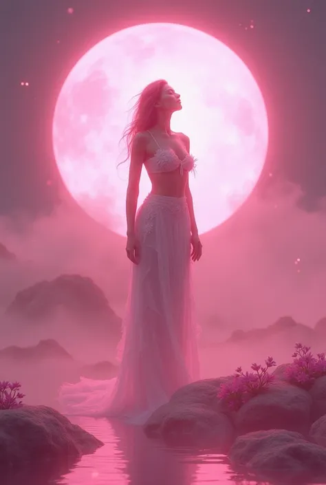 The goddess girl awakens when illuminated by the pink moon