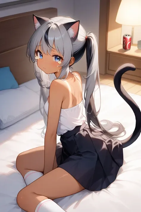  Twin Tails、Gray Hair、 sex、 lolicon、 small tits、Japanese animation illustration、 knee socks、Cat ears、Cat tail、 sledding、 ponytail、Duo、Multiplayer、、 Riding Position、 Rape、 can't do it、tears、Skin wheat color、 tan、 blue、 black hair