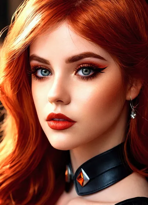 1girl, beautiful detailed eyes, beautiful detailed lips, extremely detailed eyes and face, long eyelashes, young beautiful woman, realistic cosplay, amouranth, amouranth as a super villain, long red orange hair, long waist-length hair, casual pose, (best q...