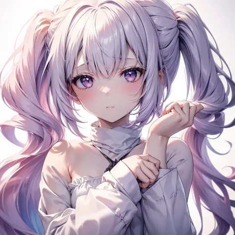  1girl , pretty face、 Sherlock Holmes、Baby Face、 milky white and blue gradation hair color 、 simple background、 droopy eyes 、((( amazing composition 、 best quality、 Top Masterpieces、 Official Art、 more details、 high definition 、CG、 Award-winning work )))、 ...