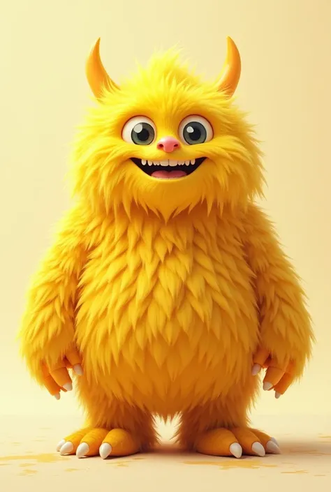 Hairy bright yellow tall monster cute