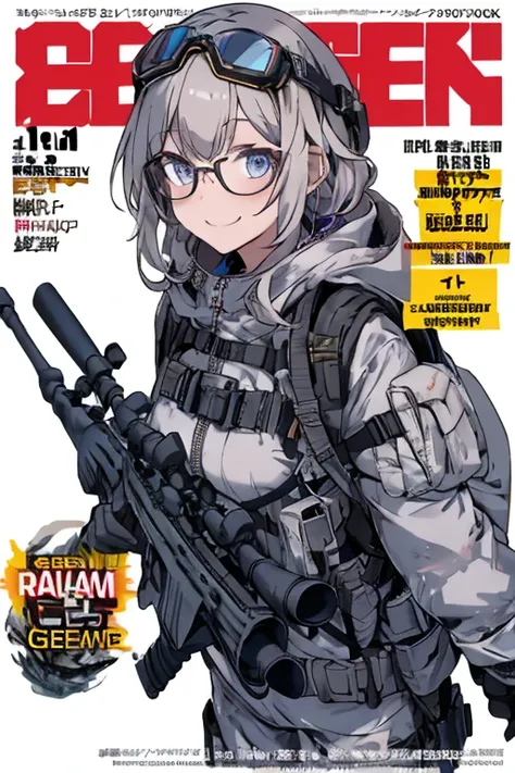 (best quality ), a girl have one rifle with her hand , Platinum color hair , The dreamer wants purplish blue eyes , medium , Lori will do it, (masterpiece:1.2, best quality ), (Beautiful detailed depiction : 1.2), ( beautiful detailed face ), ( small Breas...