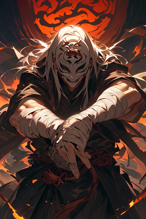 appearance:  He wears a Japanese monk mask  ,   with details that symbolize peace but also hide his true violent nature. His coat is long and dark  ,   completely covering his body  ,   with frayed edges that suggest years of combat  .  . His hands and fee...