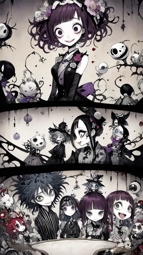  Tim Burton's style、 Japanese Anime Style、laughter、