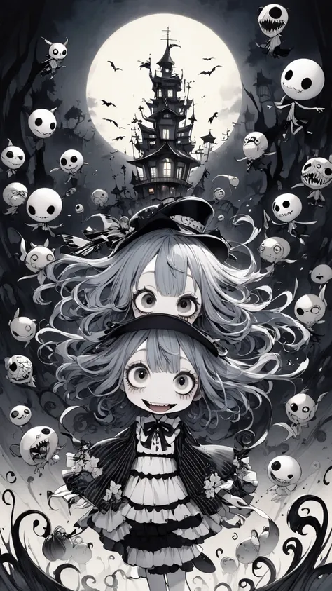  Tim Burton's style、 Japanese Anime Style、laughter、