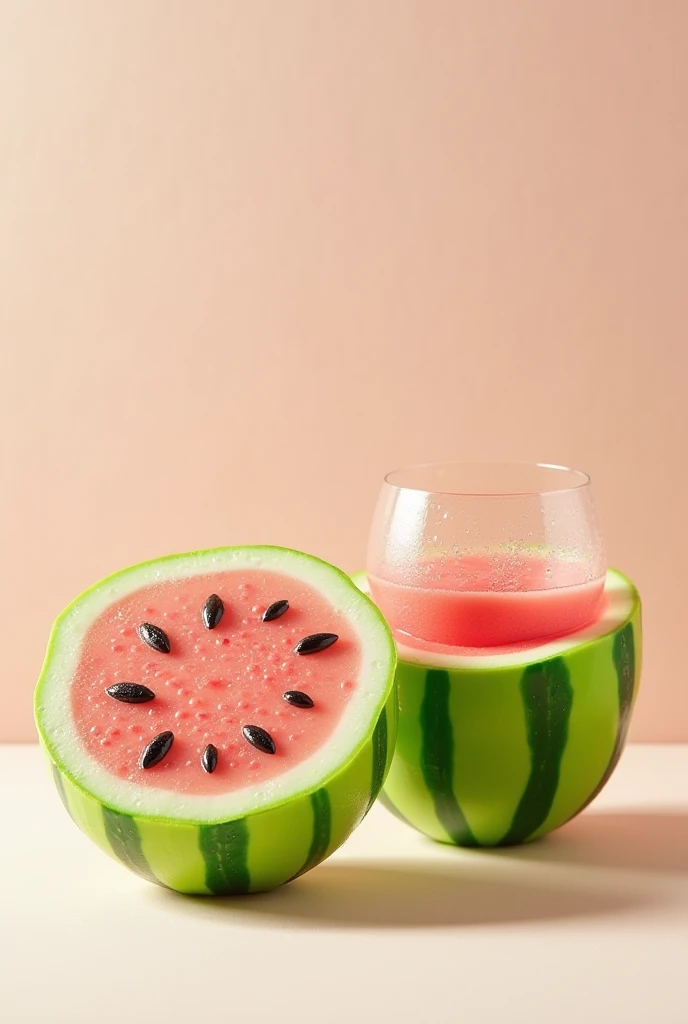 Make a picture of two plastic watermelon gin cups 