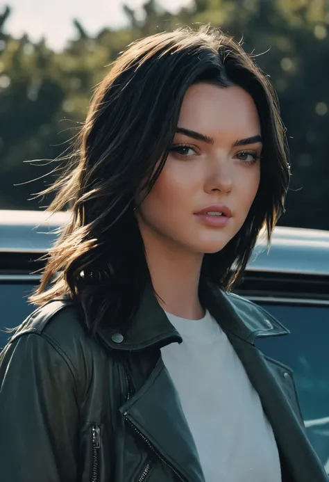 Cinematic Photo a girl whose a combination of Kendall Jenner, Sophia Mudd, Miranda Kerr, Megan fox 