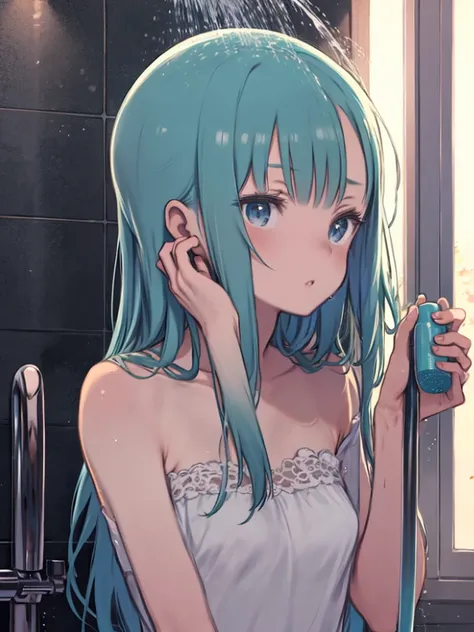 anime girl taking a shower