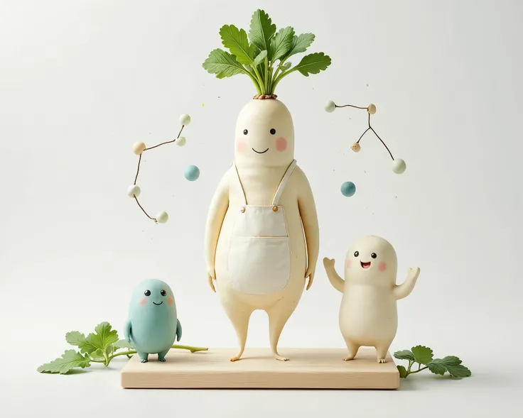 score_9, score_8_up, score_7_up, Wearing an Apron, A human-shaped radish, happy atmosphere, Universe, (round body:1.3),  Journey, Radish on the road, Japanese Illustration Style, (Cute Monster:1.2), (Watercolor:1.7), cute radish, Constellations in the sky,...