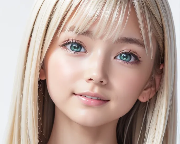 portrait、School uniform、Beautiful white beauty、 ponytail、 young, shiny, radiant white shiny skin、Gloss Face、Cheek gloss、The best beauty、Blonde reflection、 platinum blonde hair with dazzling highlights 、 shiny bright hair ,、 super long silky straight hair 、...