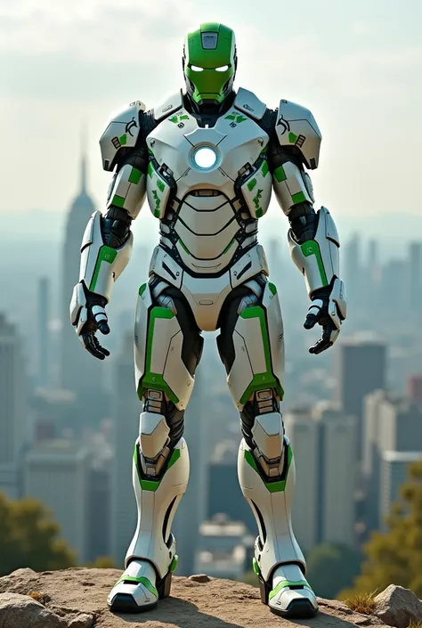 iron man, white and green suit