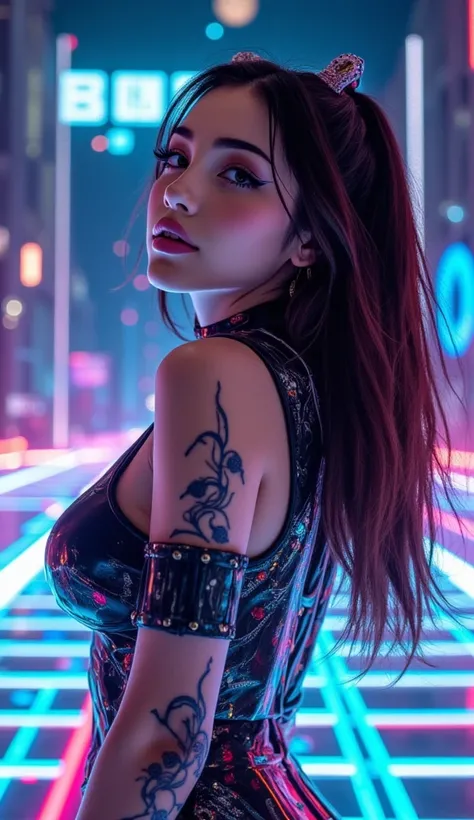 (masterpiece:1.2,   high definition,Mirror Finish  , Cinematic experience ,  best illustrations:2.0,   very detailed  ),8k,16k, wallpaper, Beautiful Female Cyborg,  psychedelic ,progressive,SF,  cyberpunk,glow line art,The background is an abstract group o...