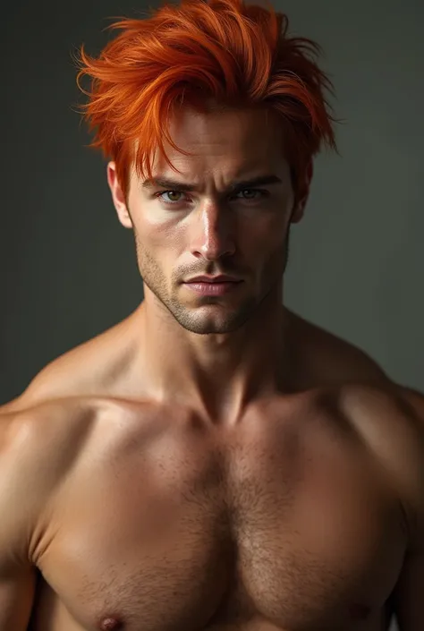 Red hair man, topless 
