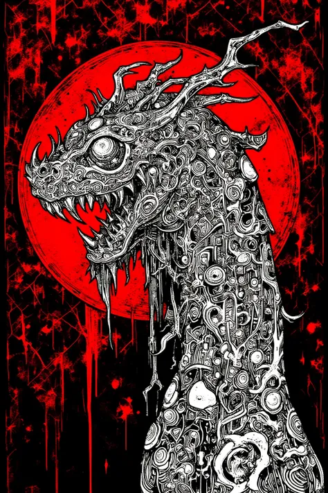 白色背景に黒色のインクで描かれた杖をついたSnake Head Monster 🧌の絵, inspired screen print  ,  mixed style , white ink sketch on black paper,  graphic details ,  Indigenous Carvings , 高コントラストのWoodblock print, black and white sculpture ,  Delicate ink drawing details , on black pa...