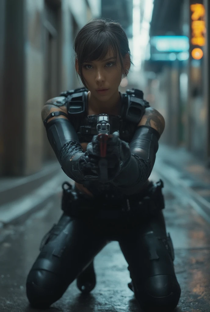 (masterpiece,Distinguished Quality,Mirror-like,Cinematic Experience,insanely detailed,absurdres),8k,wallpaper,,(Best illustrations:2.0),(One Woman:2.0),(Motoko Kusanagi:2.0),(Ghost in the Shell-style worldview:2.0),(Black tactical bodysuit:2.0),(Heavy blac...