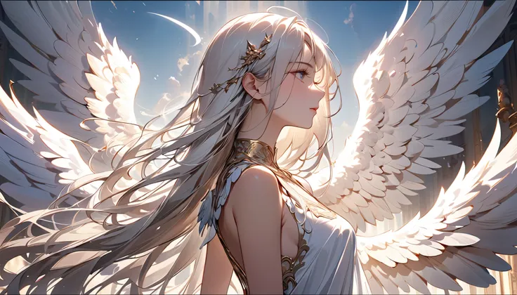 (((White background:1.5)))、(((plofile:1.5)))、facing to the right, showing the left side of her face,( The character stands in the center of the screen:1.2)、(((very wide view:1.5))),((( hyperdetail :1.5))), (((masterpiece, 最 high quality,  Top Masterpieces、...