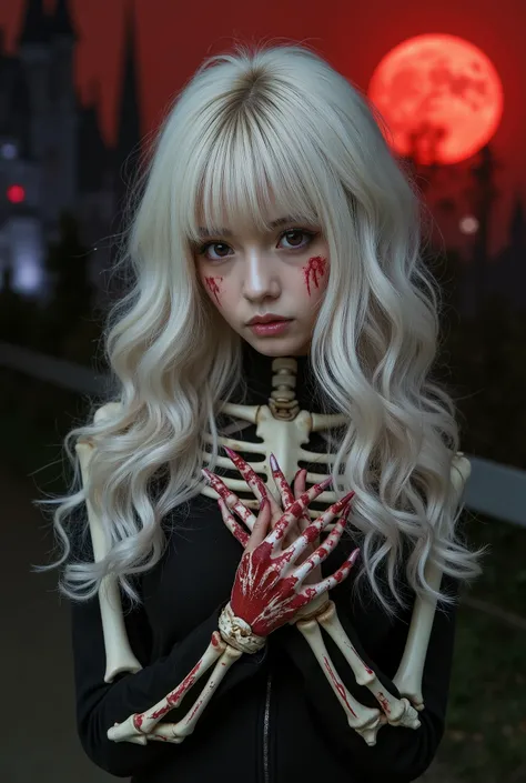 (Dreamscape:1.5),(ethereal:1.5),analog film photo,realistic,a beautiful girl with skeleton body,
small breast,(((detailed face))),((beautiful detailed face)),(((gothic, lolita_fashion, gothic_lolita))),
((white hair)),((streaked hair)),
beautiful detailed ...