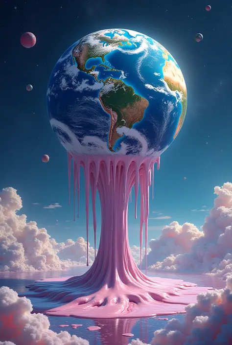 Earth looking like a dripping ice cream from afar
