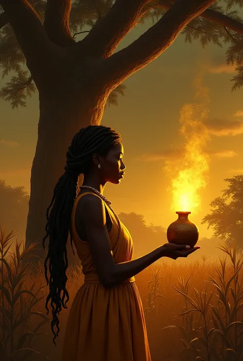 That evening, Zola sits by the dying embers of the communal fire with her father, Kofi, a struggling farmer. “We have nothing left to sell at the market,” he says, his voice heavy with despair.

Zola retrieves the calabash and tells him about its mysteriou...