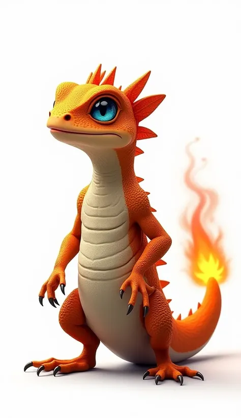 リアルな「リザード」プロンプト
“A hyper-realistic depiction of a medium-sized, lizard-like creature with textured, deeper orange scales that transition into darker shades along its back, and a smooth, lighter underbelly. Its most striking feature is the vivid flame at th...