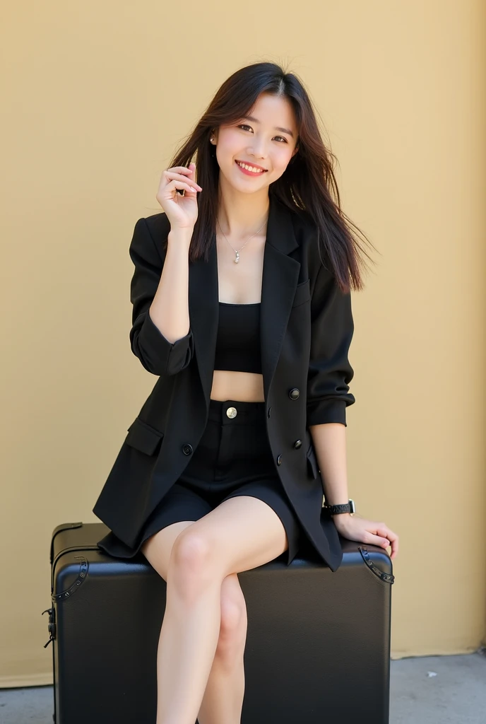 ＡJapanese woman with a very beautiful beauty like an actress
This photograph portrays a modern and stylish look, combining professional elements with a casual and youthful vibe.
Subject and Outfit
The subject is dressed in a contemporary outfit featuring a...