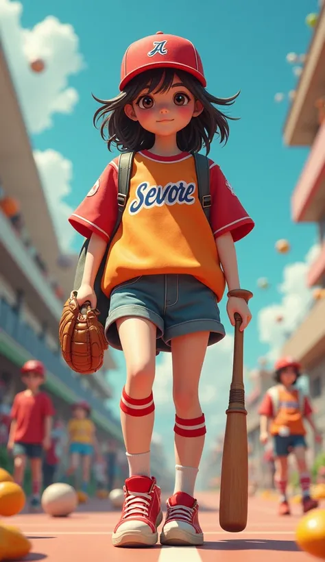  Live Action 、Genuine、 Red sneakers with schoolgirl figures、 baseball uniform、bat、 gloves、bag、 gradation shirt that Furakana has 、Sneakers included、 colorful packaging 