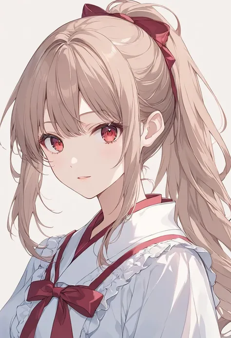  High Resolution ,  Light Brown Hair,  red-eyed,  Ponytail,  Character Design , สไตล์ Anime,  Anime, Pink , gentle,