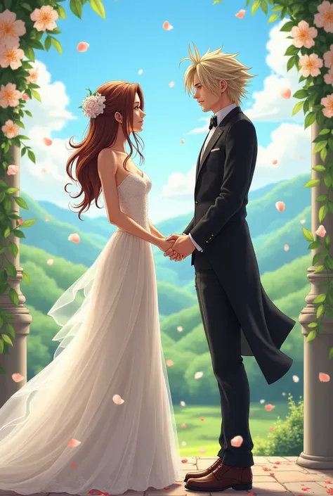 Create the image of Squall Leonhardt and Rinoa getting married