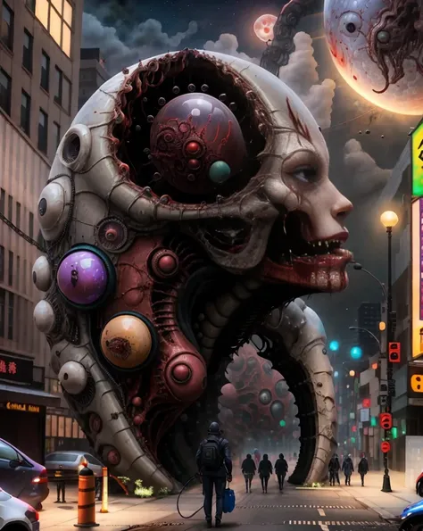    Surrealism and Fantastic Art   、  Blood Moon Disappearing   、 SF , fear,   and Space Comics Mix   ,    Vertical Digital Illustration   ,    Carbon Wide Angle Urban Architecture Using Fibers {x} Organisms Based on Multidimensional Life ,    The City Sack...