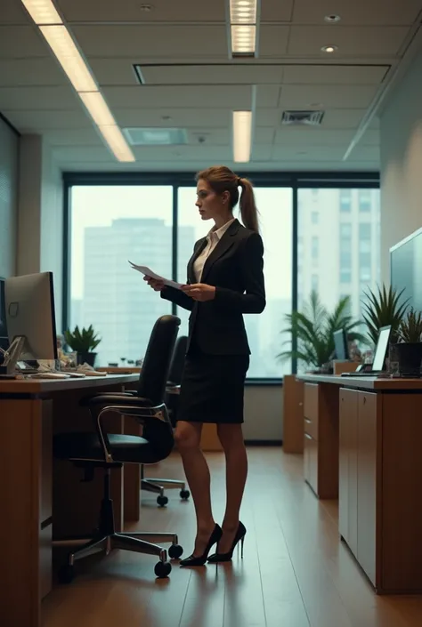 office building ，office，Lawyers at work，Female lawyer， workbench，，，Law Firm，staff，， High heel uniform，，Different angles，Film style