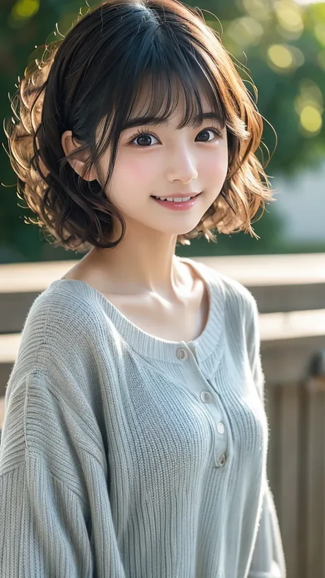  Japanese girl facing the front, super image quality, cute, pretty, sexy, and cute, actress, Japanese pretty girl, Lori, loose, short, curly hair, excellent style, excellent skeleton, clean, fluttering hair, small face, delicate girl, realistic girl, girl ...