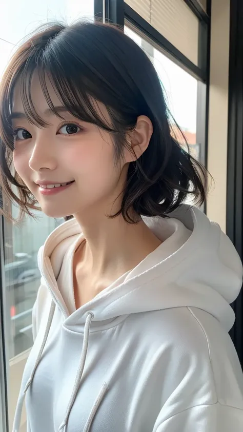  Japanese girl facing the front, super image quality, cute, pretty, sexy, and cute, actress, Japanese pretty girl, Lori, loose, short, curly hair, excellent style, excellent skeleton, clean, fluttering hair, small face, delicate girl, realistic girl, girl ...