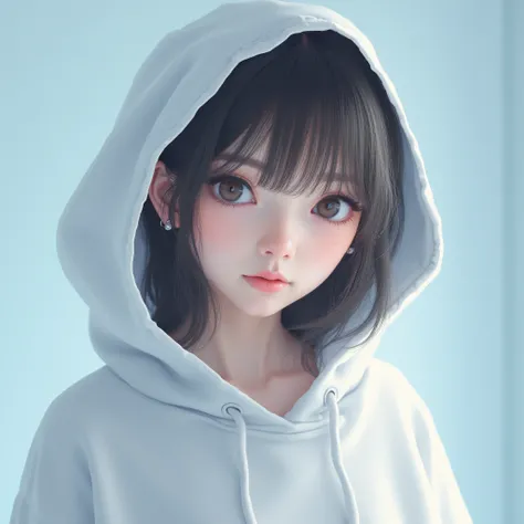 Super detailed depiction of a young asian woman, ethereal character with pale, that softly frames her delicate face, giving her an angelic appearance. Her expressive eyes are filled with innocence and wonder, adding a sense of purity and gentleness to her ...