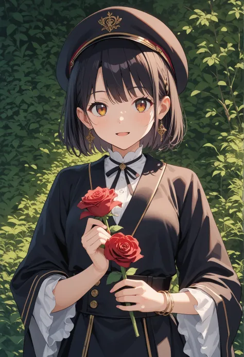 artist:, PonyScores7, source_anime,  very aesthetically pleasing , anime screencap, anime coloring, glowing глаза, anime девушка с голубыми глазами, holding a red rose in her hand , потрясающий портрет лица в стиле anime, красивый anime портрет, красивое a...