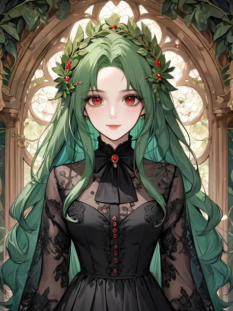 (extreamly delicate and beautiful:1.2), 8K,(masterpiece:1.0),(best_quality:1.0), 1 girl, cute and intricate detailing, Enlarged textures, and intricate detailing, finely eye and detailed face, and intricate detailing, green long hair, beautiful hairstyle, ...