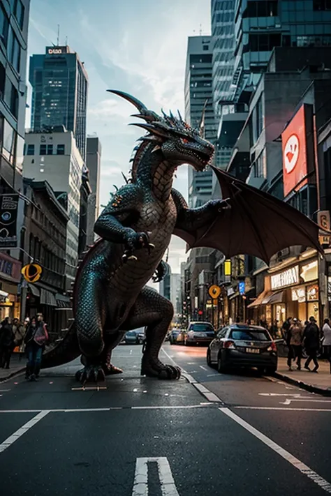 Dragon attacking city