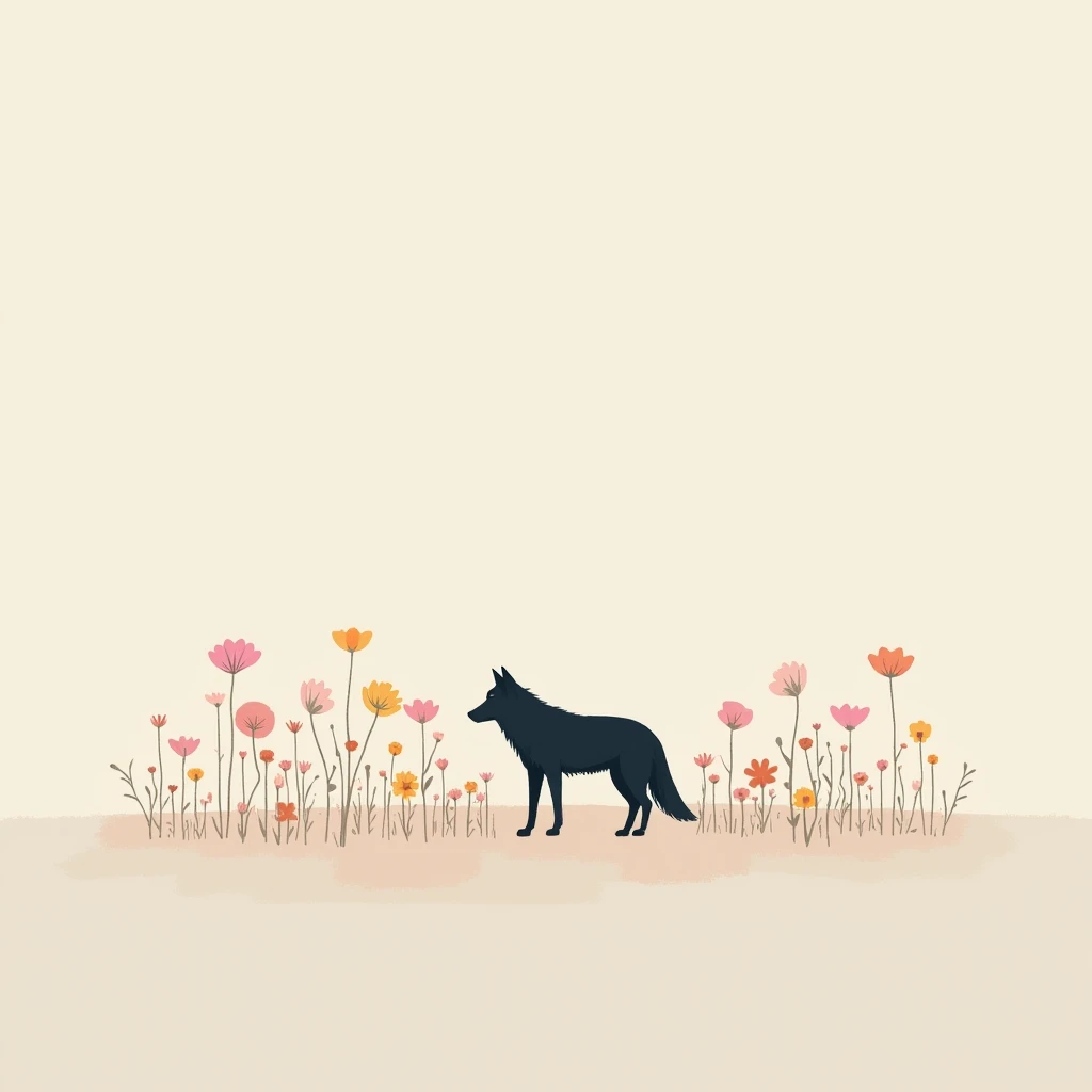 98 x 98 pixels,  minimalistic, wolf in flowers