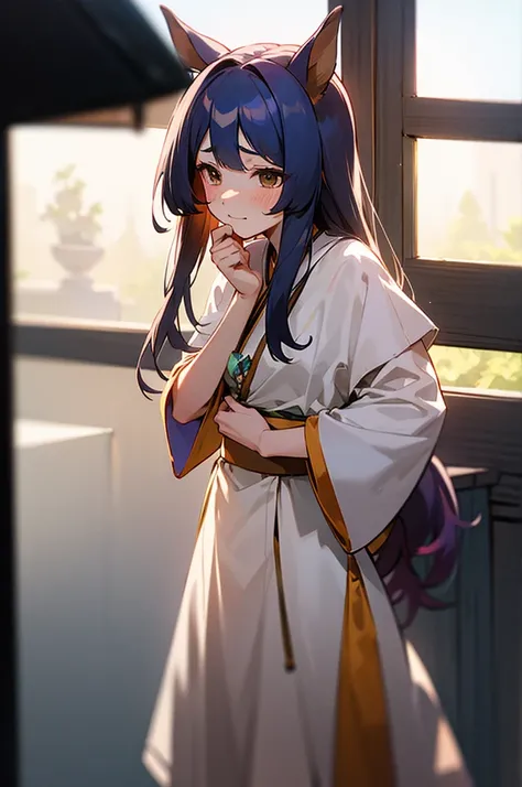 Uma Musume、horse ear、majiriwei、naked、 I was shy、 tea hair+、 long hair、slouch、recessed 、Ma Niang、