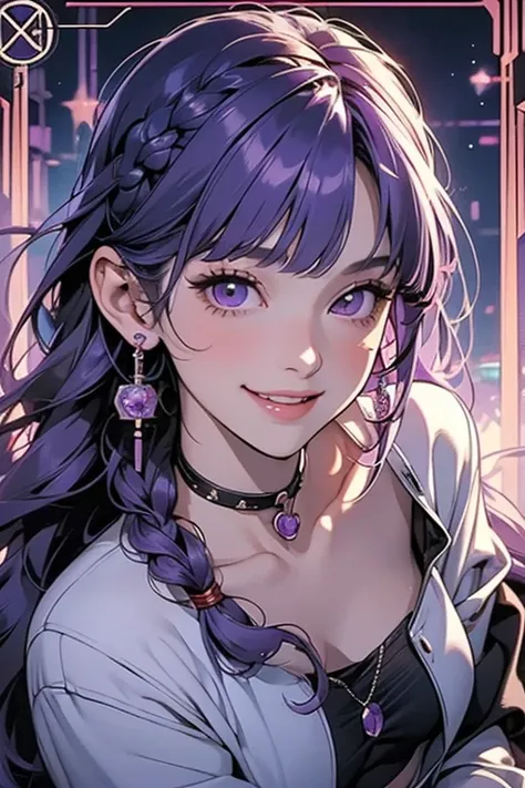     1 Girl, blunt bangs,     braiding    ,    width ,     hair accessories  ,Obi says, ( purple hair:1.2),     long hair ,     straight hair ,    High school girl getting her ass touched by an audience on a train  ,      is a very detailed background   , (...