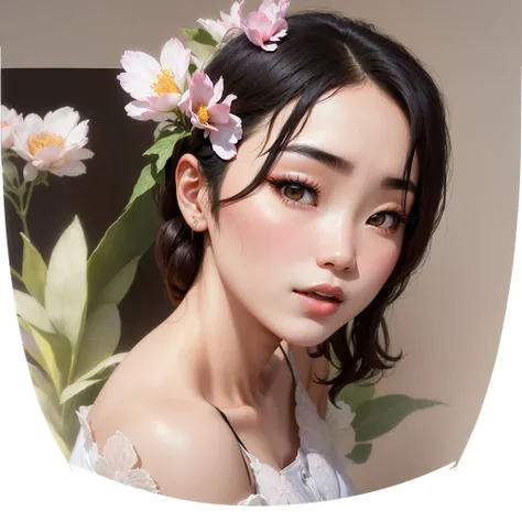 there is a woman that is posing with a vase of flowers, dilraba dilmurat, jinyoung shin, beautiful south korean woman, lovely delicate face, beautiful young korean woman, sakimichan, heonhwa choe, ulzzang, gorgeous young korean woman, lee ji - eun, lee ji-...