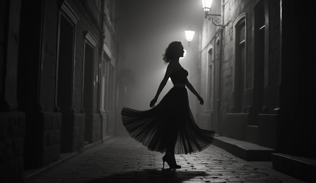 Close-up of woman 
An old town in a gloomy ambiance all black , Grey and white. A sidewalk a beautiful elegant street lantern that glows brightly. Under the lantern, a unique incredibly beautiful woman dances with momentum around her . You and the street l...