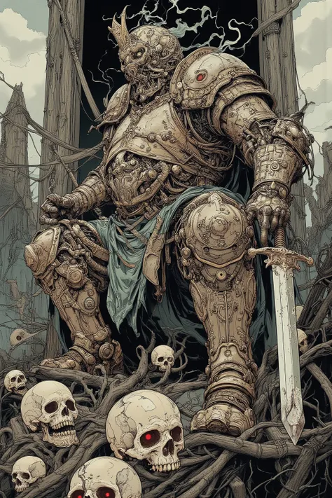 Medieval Knight from Giant Giant , Metal Battle Armor That Covers a Huge Body with Fat ,Overly Huge Helmets ,Helm, Extremely Exaggerated Looking Helmets,ピアスシールド🛡️, Extremely Exaggerated Obese Body ,Great Sword,RPG Art, Highly Detailed Characters,,Dark fant...